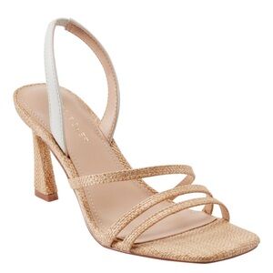 Marc Fisher Nalina Strappy Slip-On Sling Back Sandals Natural Beige Tan Size 8 M